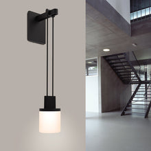 Load image into Gallery viewer, Suspenders® Mini Single LED Wall Light in living room.