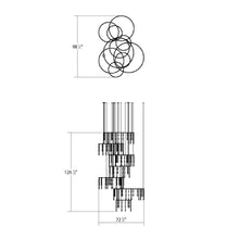 Load image into Gallery viewer, Suspenders® Offset Ring Vertical Matrix LED Suspension Light - line drawing.