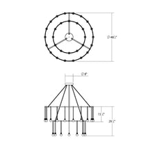 Load image into Gallery viewer, Suspenders® Ring LED Pendant Light - line drawing.