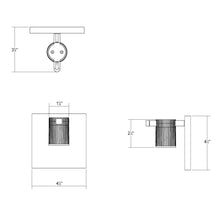 Load image into Gallery viewer, Suspenders® Standard Single LED Wall Light - line drawing.