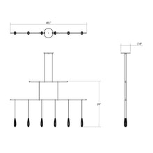 Load image into Gallery viewer, Suspenders® Tier Linear LED Pendant Light - line drawing.