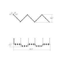 Load image into Gallery viewer, Suspenders® Zig Zag LED Pendant Light with Double Ended Cylinders - line drawing.