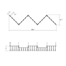 Load image into Gallery viewer, Suspenders® Zig Zag LED Pendant Light with Wings Luminaires - line drawing.