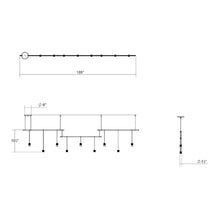 Load image into Gallery viewer, Suspenders®Offset Linear LED Pendant Light - line drawing.