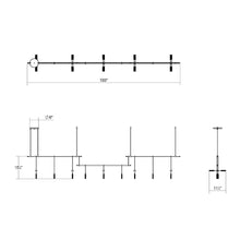 Load image into Gallery viewer, Suspenders®Offset Linear LED Pendant Light - line drawing.
