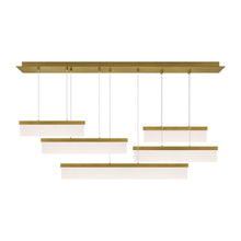 Load image into Gallery viewer, Sweep LED Linear Suspension Light in Aged Brass.