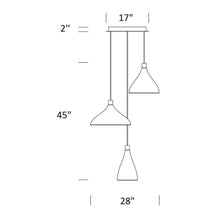 Load image into Gallery viewer, Swell LED Multi-Light Pendant Light - line drawing.