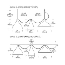 Load image into Gallery viewer, Swell LED String Mixed Pendant Light - line drawing.