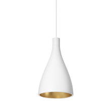 Load image into Gallery viewer, Swell LED Pendant Light in White/Brass/Narrow.