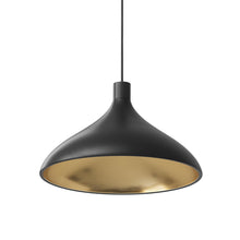 Load image into Gallery viewer, Swell LED Pendant Light in Black/Brass/Wide.