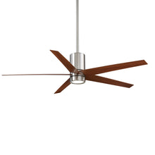 Load image into Gallery viewer, Symbio LED Ceiling Fan in Brushed Nickel / Dark Walnut.