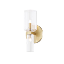 Load image into Gallery viewer, Tabitha Bath Vanity Light in Clear and Brass.
