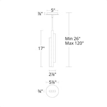 Load image into Gallery viewer, Tandem LED Pendant Light- line drawing.