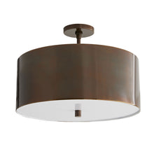 Load image into Gallery viewer, Tarbell Semi-Flush Mount Ceiling Light in Heritage Brass.