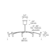 Load image into Gallery viewer, Aerial LED Chandelier - line drawing.