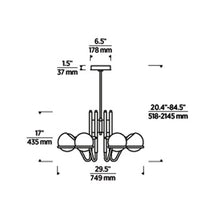 Load image into Gallery viewer, Crosby LED Chandelier - line drawing.