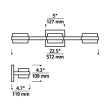 Load image into Gallery viewer, Kamden LED Bath Vanity Light - line drawing.