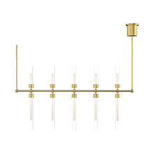 Load image into Gallery viewer, Linger LED Linear Suspension Light in Natural Brass.