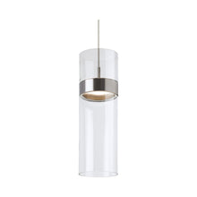 Load image into Gallery viewer, Manette Grande LED Pendant Light in Clear/Clear/Satin Nickel.