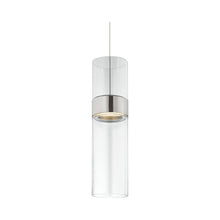 Load image into Gallery viewer, Manette Low Voltage LED Pendant Light in Satin Nickel/Satin Nickel/Clear/Clear.