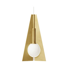 Load image into Gallery viewer, Mini Orbel Pyramid LED Low Voltage Pendant Light in Natural Brass.