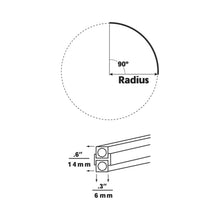 Load image into Gallery viewer, MonoRail Pre-Bent 90 Degree Curve - line drawing.