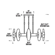 Load image into Gallery viewer, Wythe LED Chandelier - line drawing.
