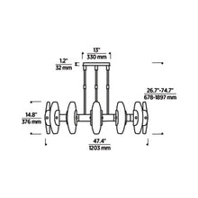 Load image into Gallery viewer, Wythe LED Chandelier - line drawing.