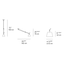Load image into Gallery viewer, Tolomeo Off-Center Suspension Light - line drawing.