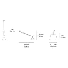 Load image into Gallery viewer, Tolomeo Off-Center Suspension Light - line drawing.
