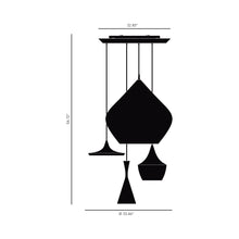 Load image into Gallery viewer, Beat Range Round LED Multi Light Pendant Light - line drawing.