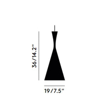 Load image into Gallery viewer, Beat Tall LED Pendant Light - line drawing.