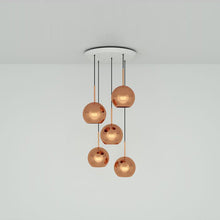 Load image into Gallery viewer, Copper Round LED Multi Light Pendant Light in Detail.
