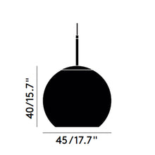 Load image into Gallery viewer, Copper Round LED Pendant Light - line drawing.