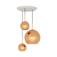 Load image into Gallery viewer, Copper Trio Round LED Pendant Light.