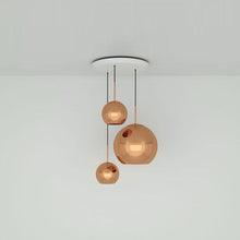 Load image into Gallery viewer, Copper Trio Round LED Pendant Light in Detail.