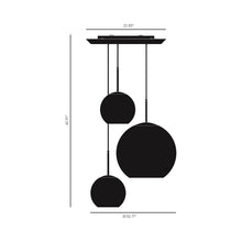 Load image into Gallery viewer, Copper Trio Round LED Pendant Light - line drawing.