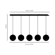 Load image into Gallery viewer, Mirror Ball LED Linear Pendant Light - line drawing.