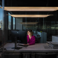 Load image into Gallery viewer, Troag Linear Suspension Light in office.
