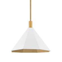 Load image into Gallery viewer, Huntley Pendant Light in Patina Brass/Soft White (Large).