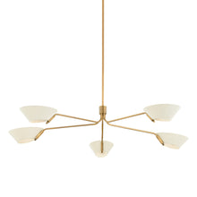 Load image into Gallery viewer, Sacramento Chandelier in Patina Brass/Soft Sand (5-Light).