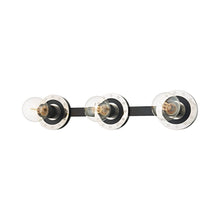 Load image into Gallery viewer, Teo Vanity Wall Light in Polished Nickel/Soft Black.