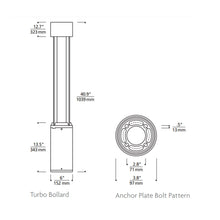 Load image into Gallery viewer, Turbo Outdoor LED Bollard - line drawing.