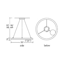 Load image into Gallery viewer, Boks Ring LED Pendant Light - line drawing.