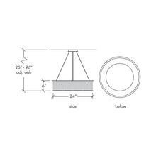 Load image into Gallery viewer, Clarus Drum LED Pendant Light - line drawing.