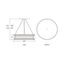 Load image into Gallery viewer, Duo Drum LED Pendant Light - line drawing.