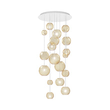Load image into Gallery viewer, Oto Multi Light Pendant Light in Glossy White/Amber Striped (9-Bulb).