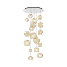 Load image into Gallery viewer, Oto Multi Light Pendant Light in Mirrored Steel/Amber Striped (9-Bulb).