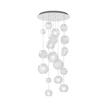Load image into Gallery viewer, Oto Multi Light Pendant Light in Mirrored Steel/Crystal Striped (9-Bulb).