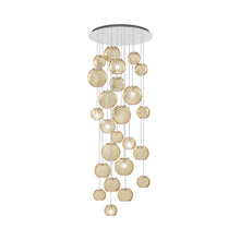 Load image into Gallery viewer, Oto Multi Light Pendant Light in Mirrored Steel/Amber Striped (10-Bulb).